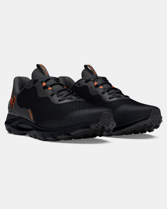 Unisex UA Sonic Trail Running Shoes in Black image number 3